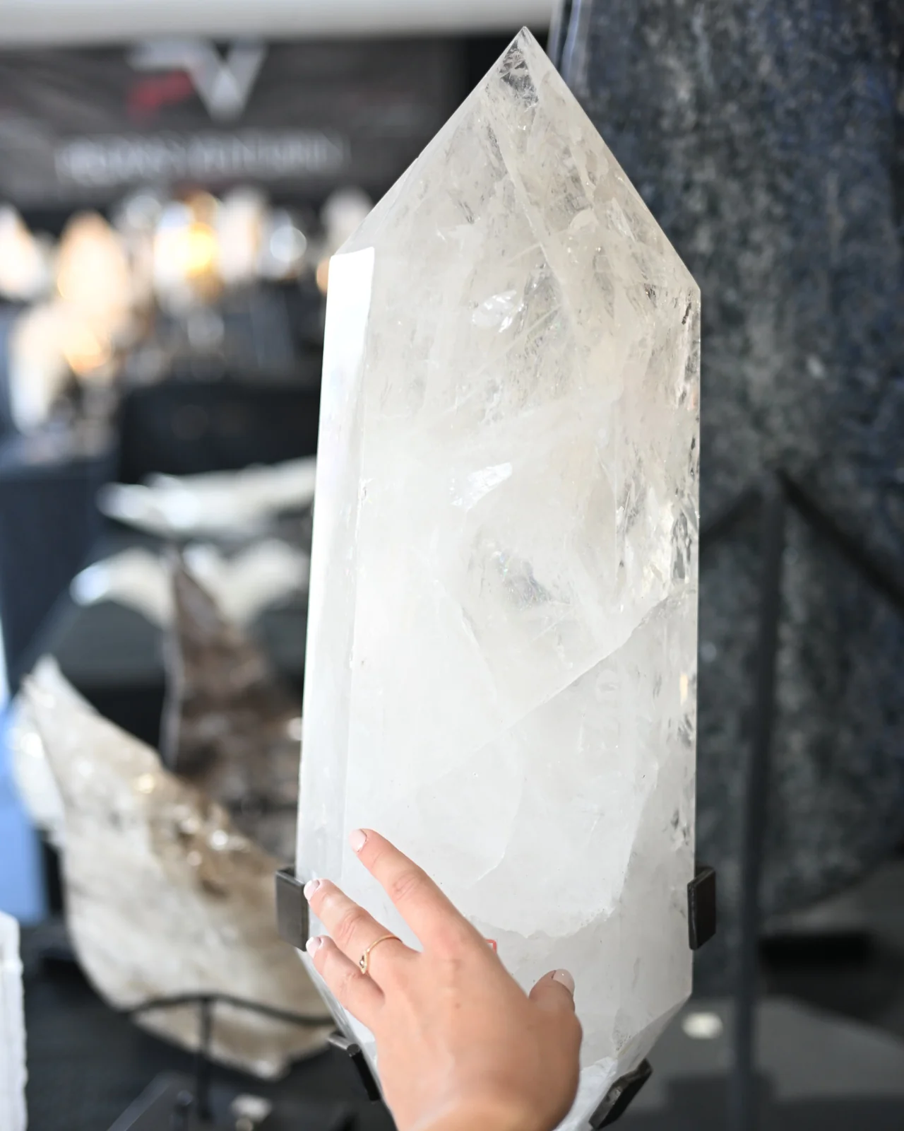 44lb Double-Terminated Quartz Point on Custom Stand - Image 4