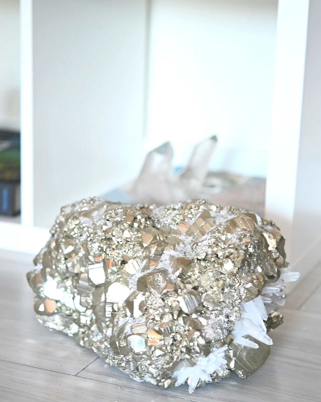 Rare Museum Grade 50lbs Pyrite w Clear Quartz Statement - Image 10