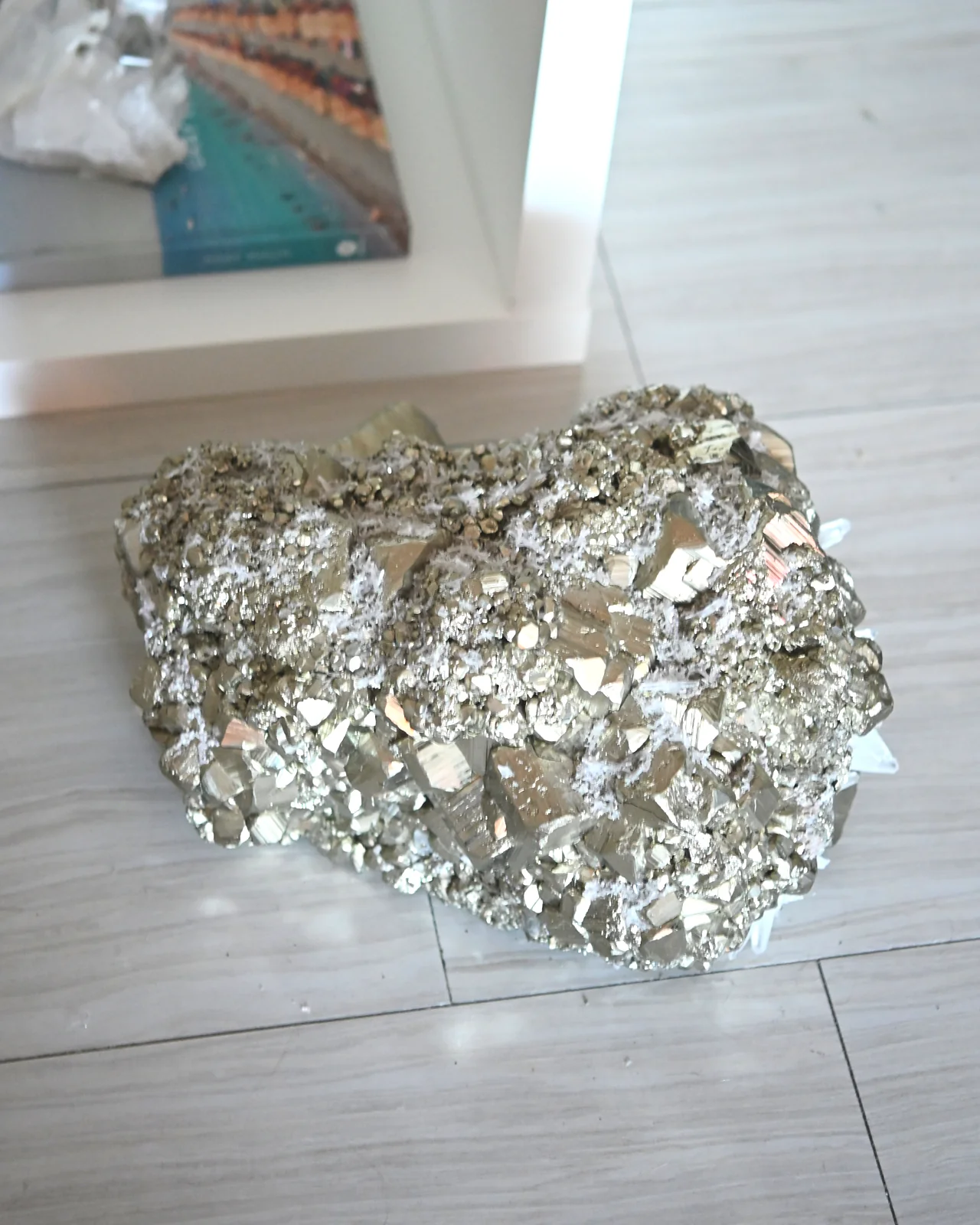 Rare Museum Grade 50lbs Pyrite w Clear Quartz Statement - Image 12