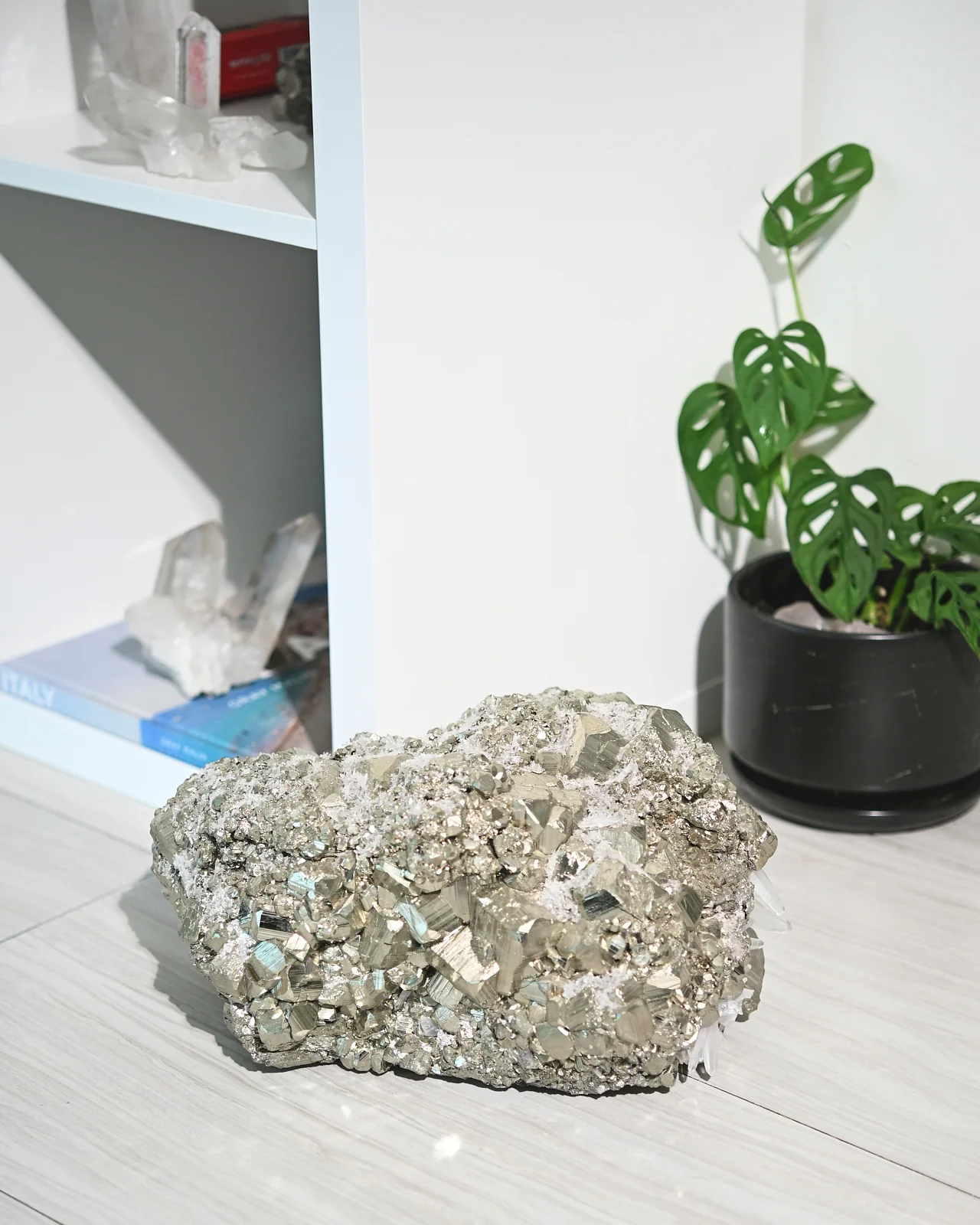 Rare Museum Grade 50lbs Pyrite w Clear Quartz Statement - Image 14