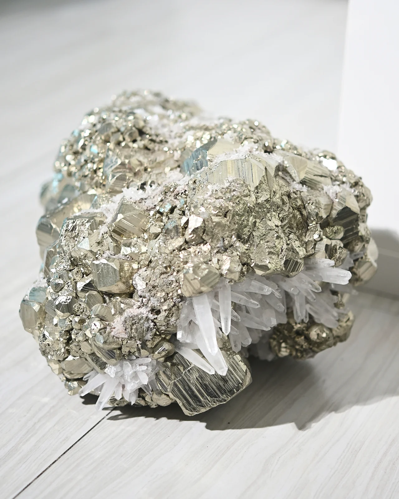 Rare Museum Grade 50lbs Pyrite w Clear Quartz Statement - Image 19