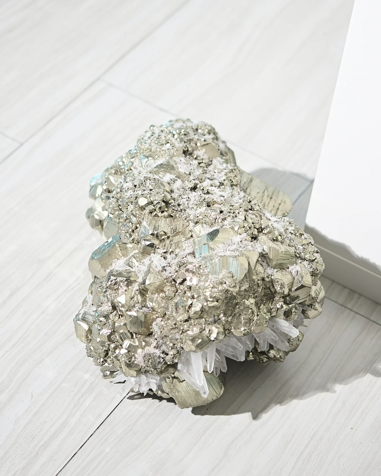 Rare Museum Grade 50lbs Pyrite w Clear Quartz Statement - Image 20