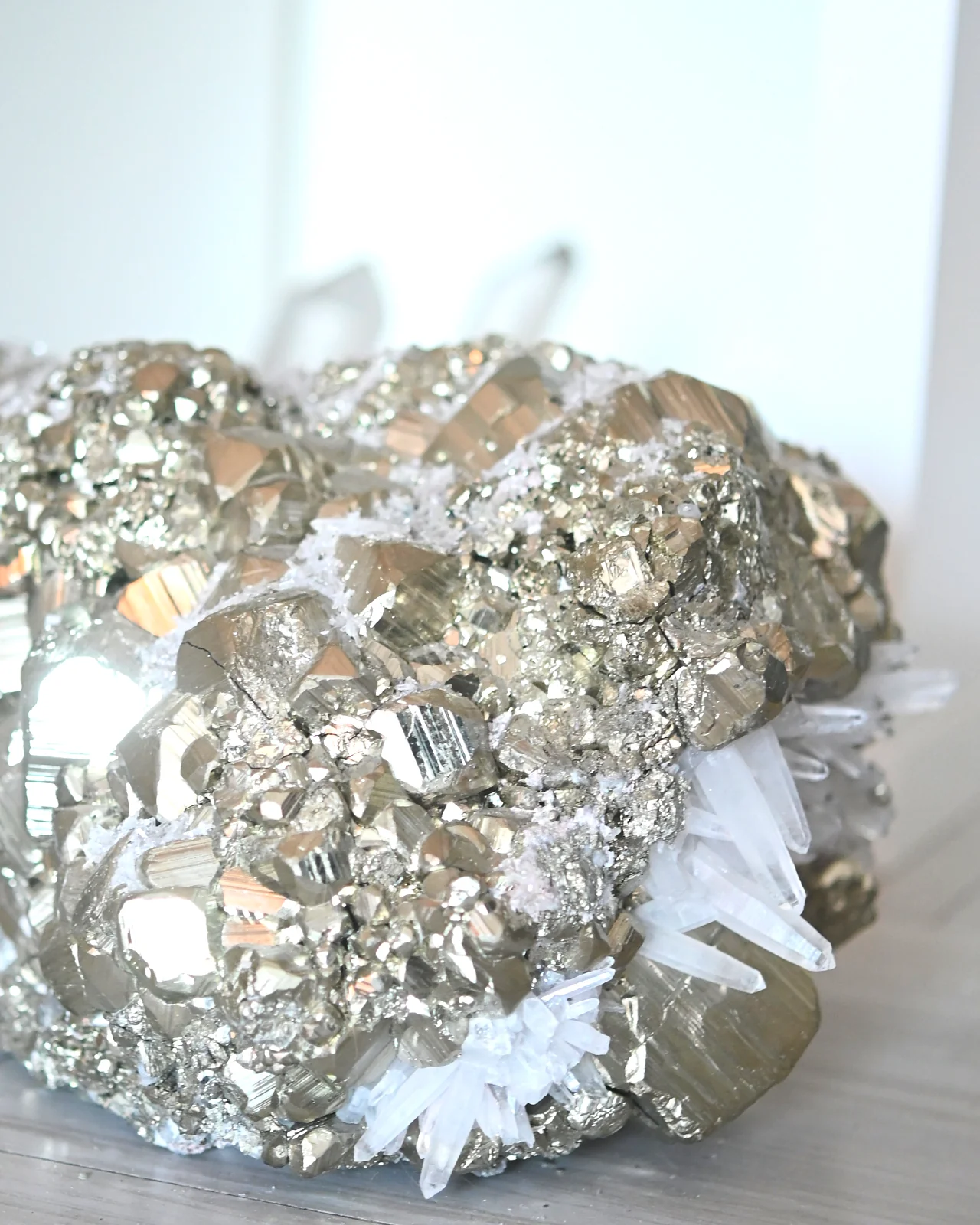 Rare Museum Grade 50lbs Pyrite w Clear Quartz Statement - Image 4