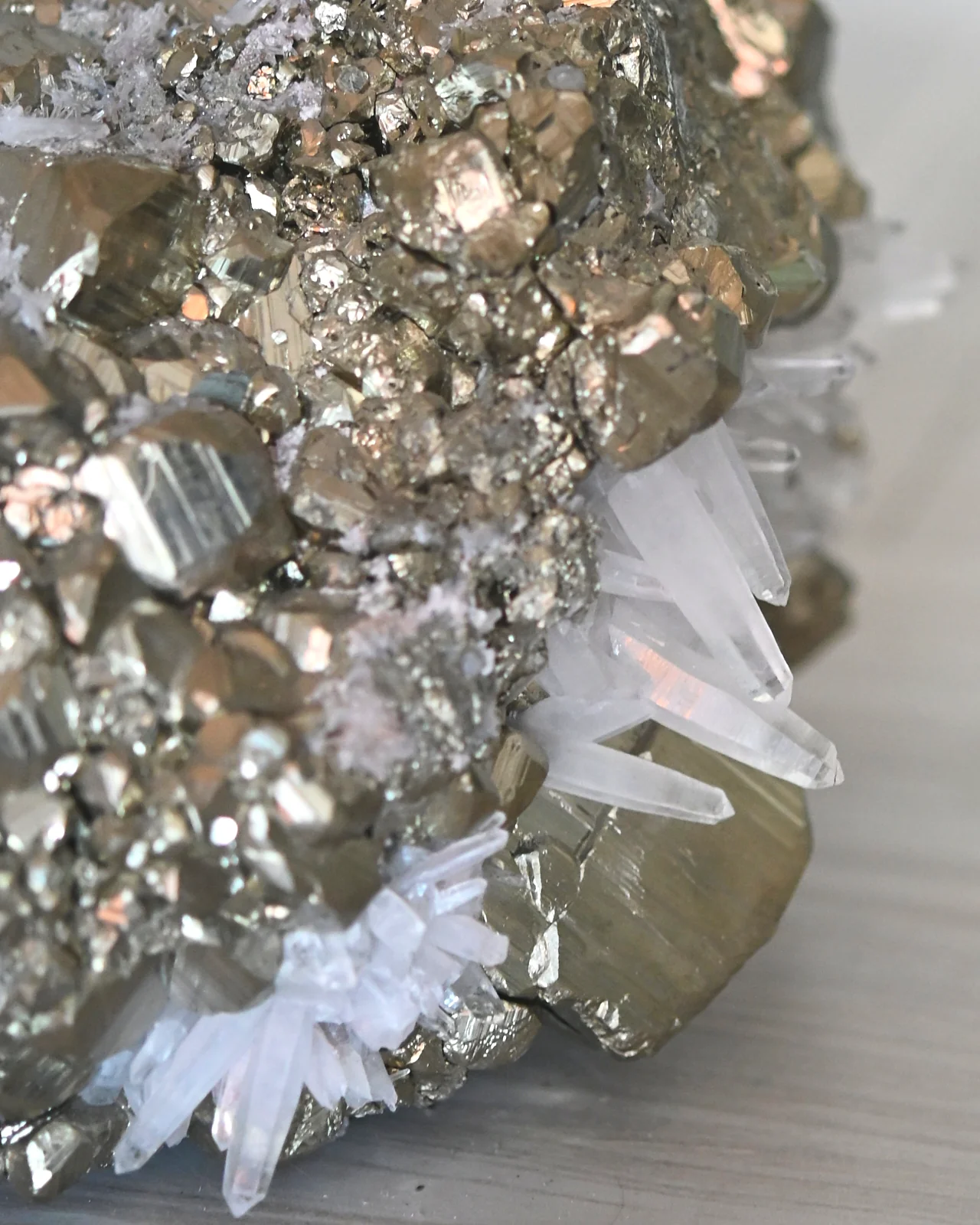 Rare Museum Grade 50lbs Pyrite w Clear Quartz Statement - Image 7