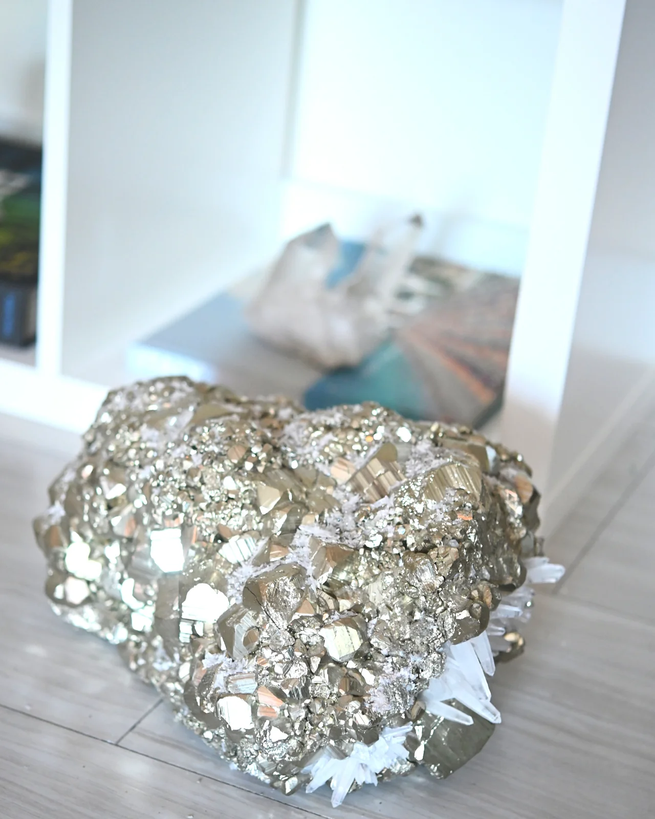 Rare Museum Grade 50lbs Pyrite w Clear Quartz Statement - Image 9
