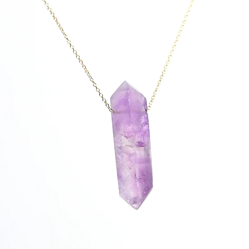 Amethyst Point 14k gold Necklace - Image 3