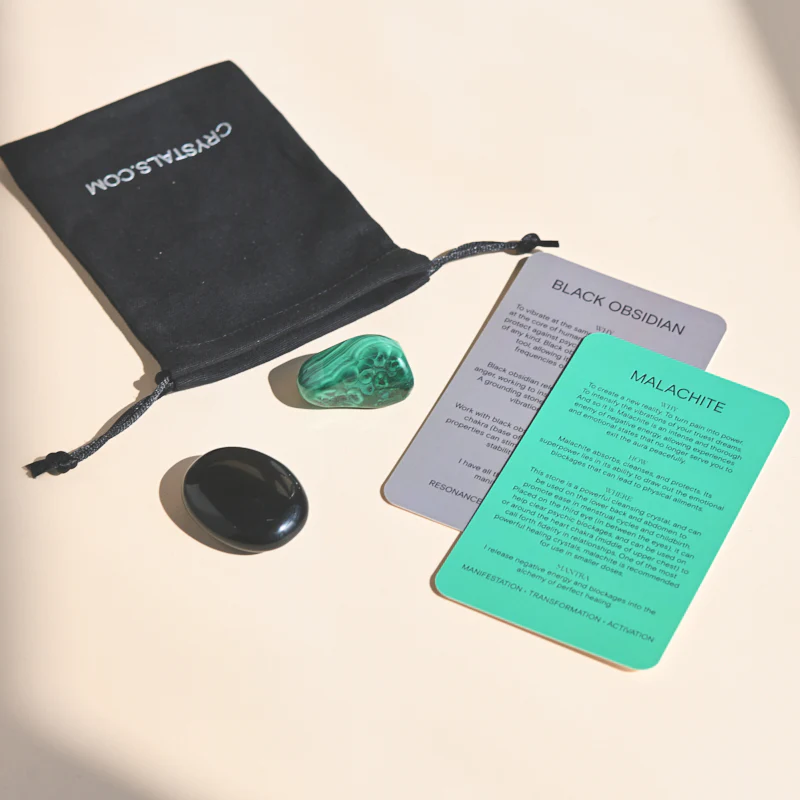 Travel Protect Pouch - Malachite & Black obsidian - Image 3