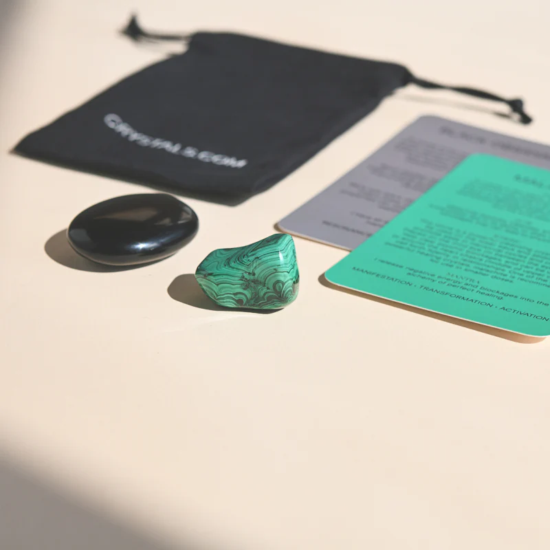 Travel Protect Pouch - Malachite & Black obsidian - Image 4