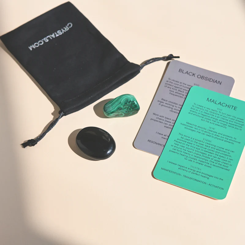 Travel Protect Pouch - Malachite & Black obsidian - Image 5
