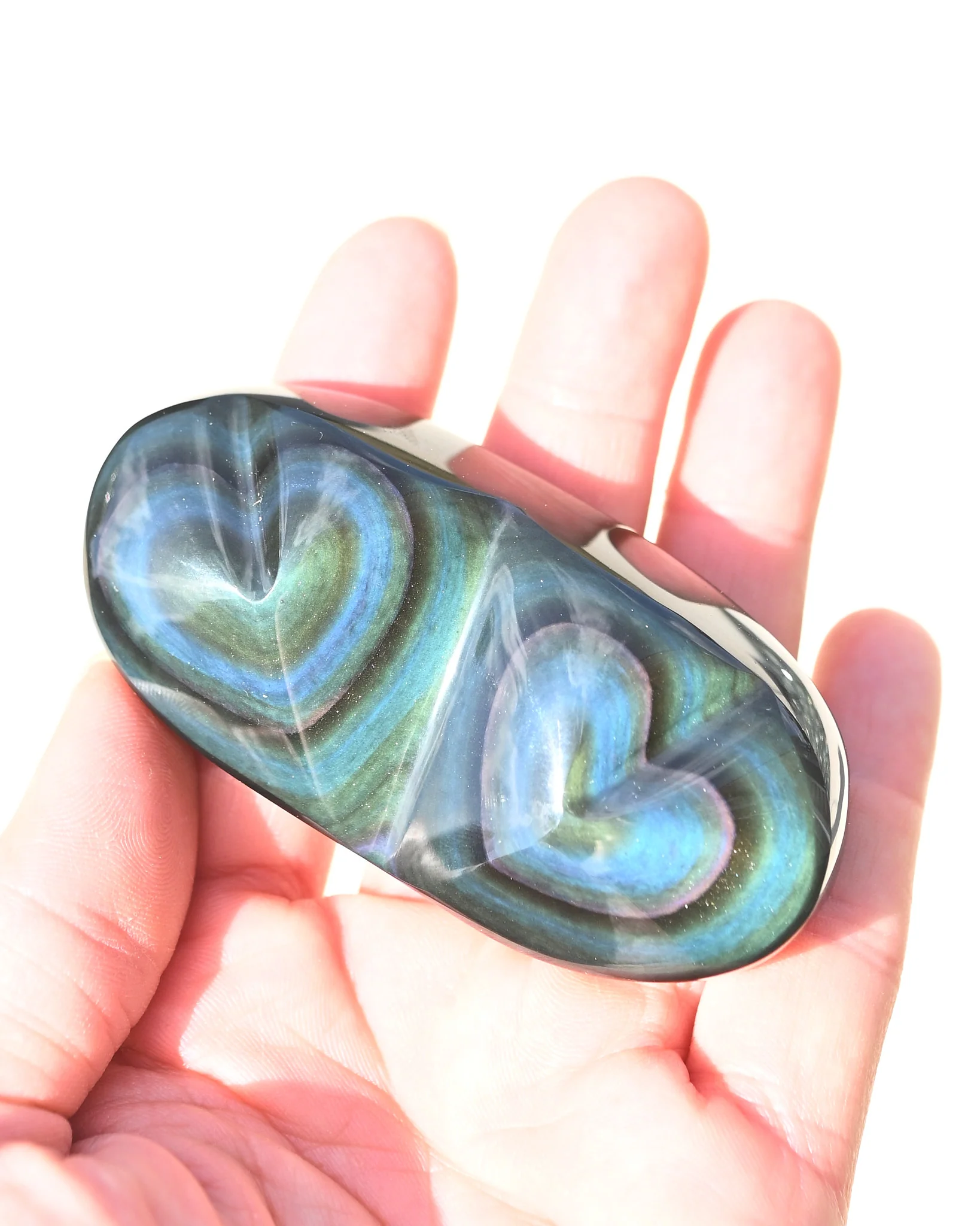 Rainbow Obsidian Double Heart - Image 6