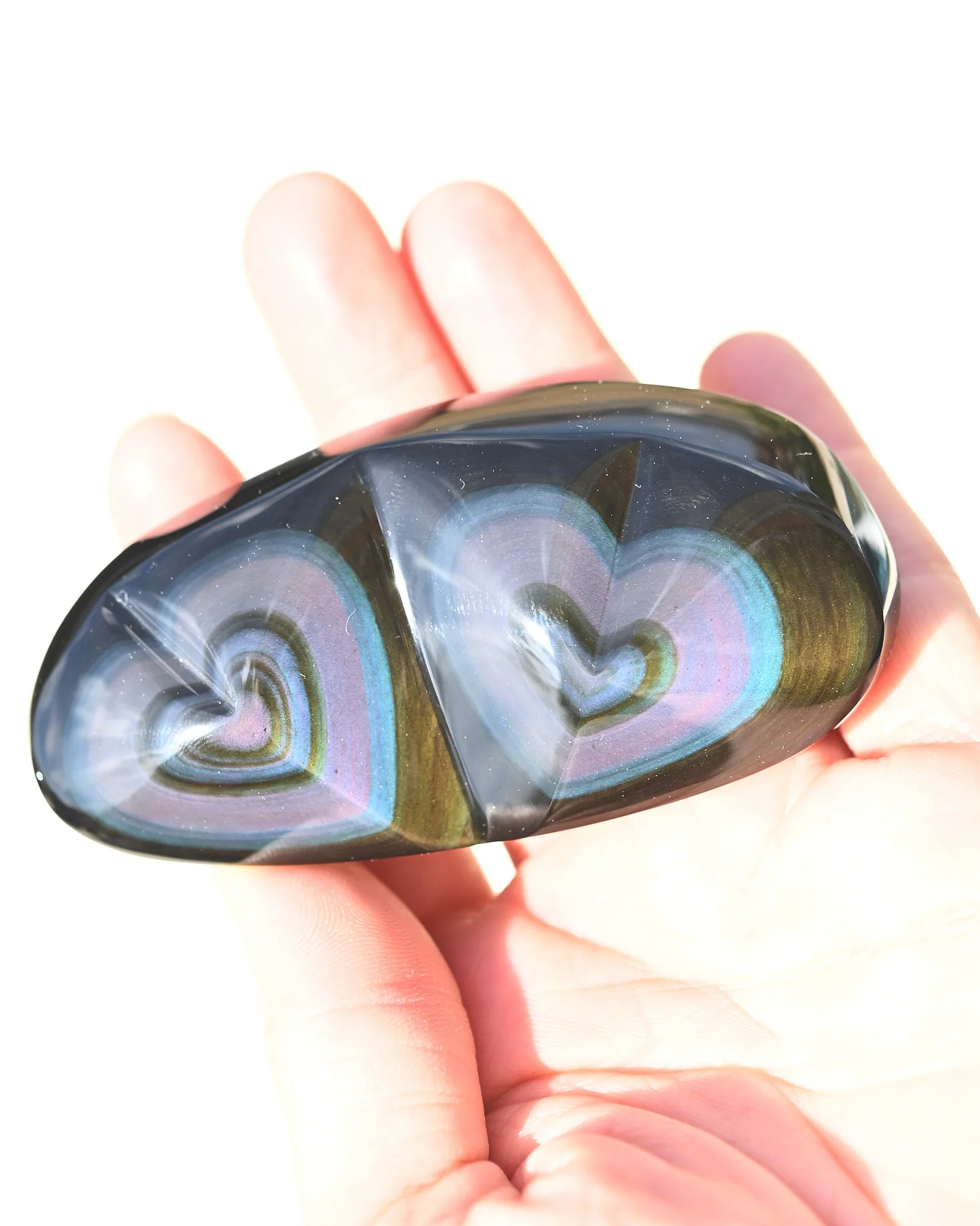 Rainbow Obsidian Double Heart - Image 2