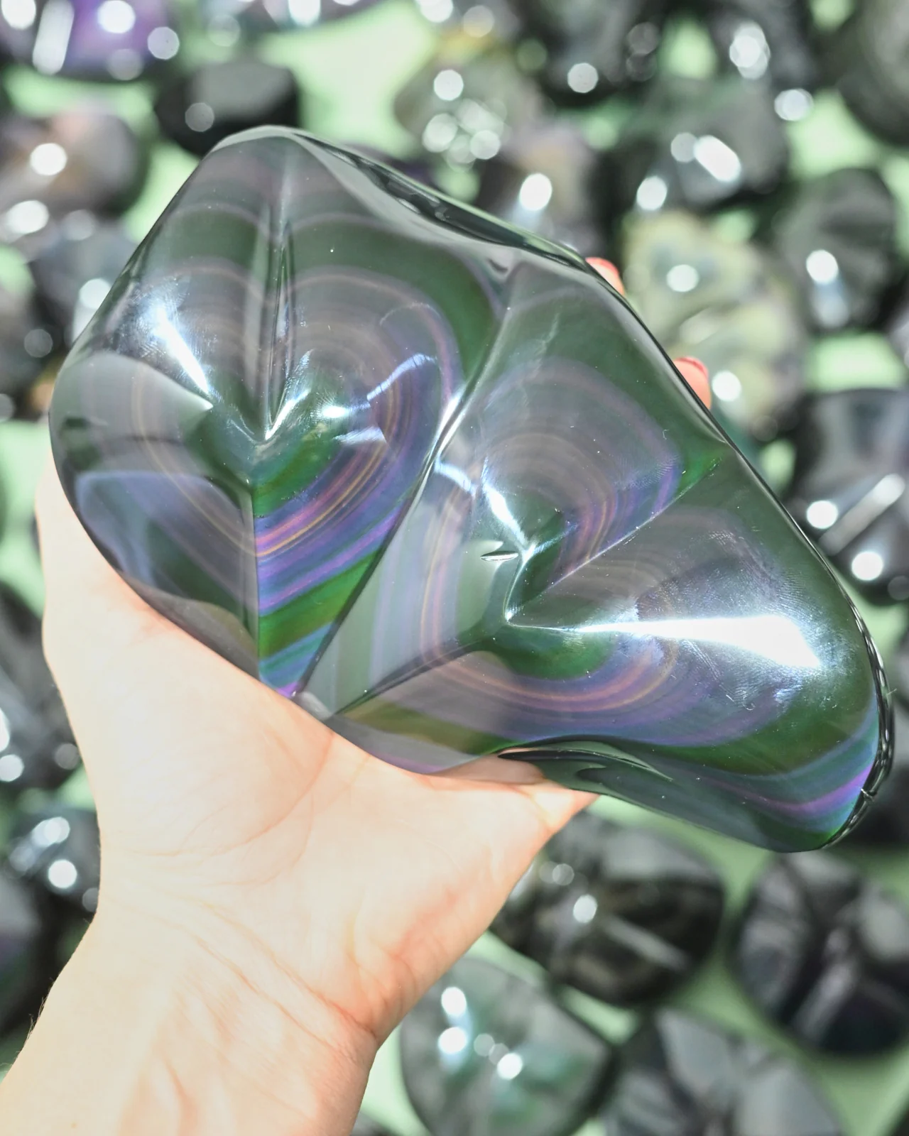 Rainbow Obsidian Double Heart Carving – Mexico - Image 4