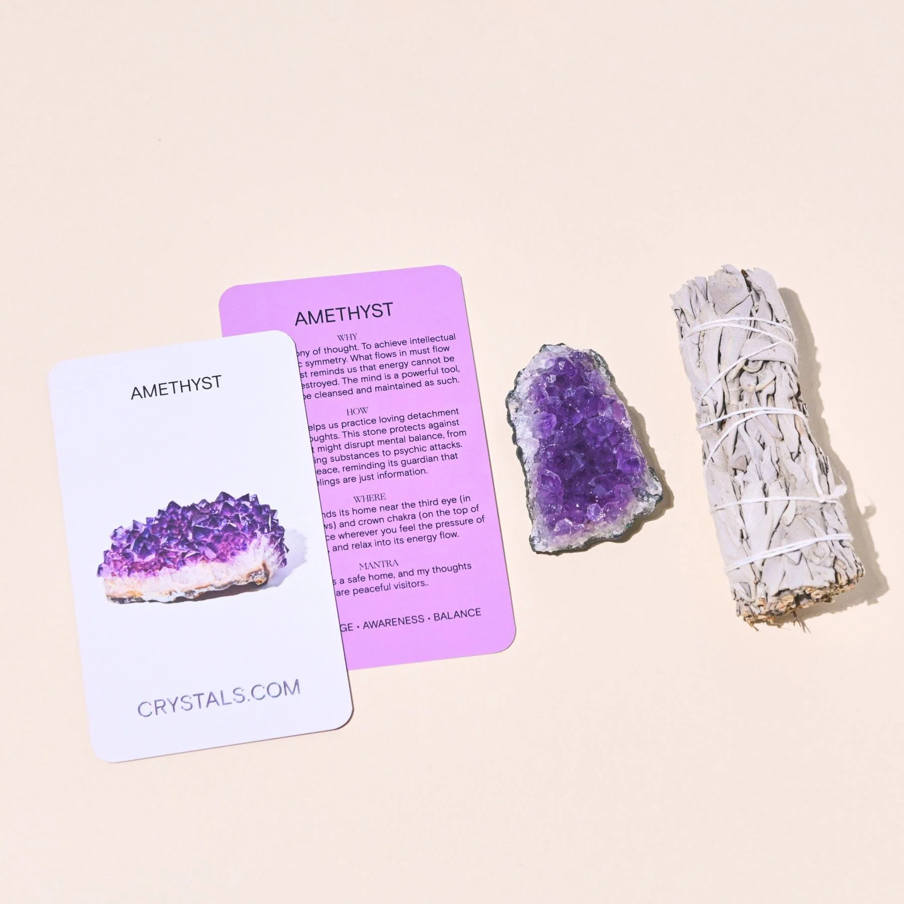Energy Clearing Set – Amethyst Crystal + Sage - Image 3