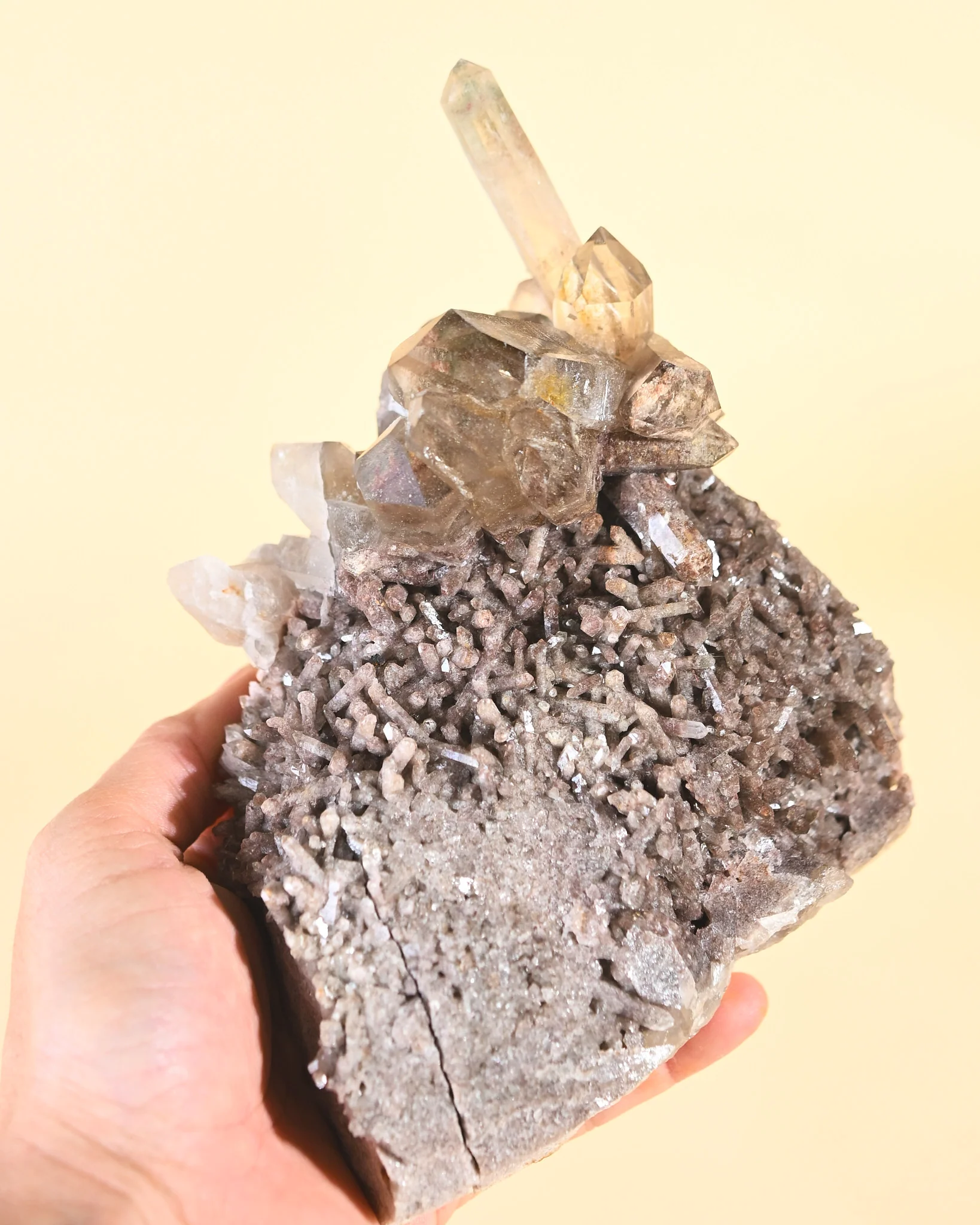 Smoky Quartz Cluster — Golden Tip Formation - Image 6